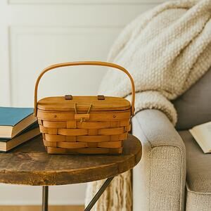 Vintage 1991 Longaberger Basket with Lid & Handle – Signed